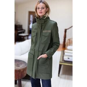 Emerson Fry Army Coat Olive Green Wool Blend Jacket Size 8